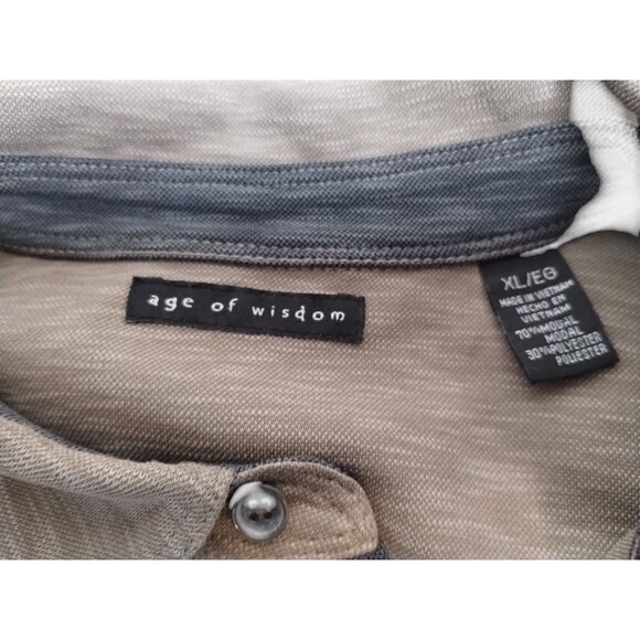 Age of Wisdom Tan Polo Shirt Mens XL Long Sleeve - Picture 5 of 7